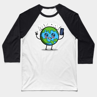 Cute Kawaii Earth Day Environmental Selfie Gen Z Meme Baseball T-Shirt